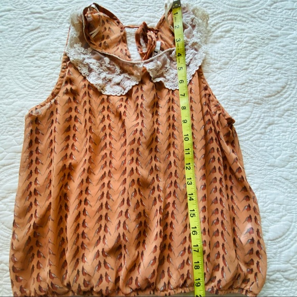 Forever 21 Sleeveless Top w/ Bird Print & Peter Pan Collar Size Small - Picture 7 of 14